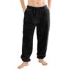 PJGGZ Pantaloni pigiama da uomo in pile, caldi e pelosi, lunghi, morbidi, con tasche, nero, XX-Large