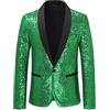 HEMNACU Giacca da uomo con paillettes dorate, per feste, con glitter, vestibilità aderente, costume di carnevale con paillettes, smoking, blazer, costume di carnevale, Verde, XL