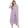 Rangnavi Set da donna in rayon Anarkali ricamato con stampa Kurta Pant e Dupatta, viola, S