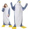 SHUOJIA Pigiama a Tutina con Animale Adulto Unisex,Coperta da Notte indossabile con Pinguino Coccodrillo/squalo,Tutina con Animali dei Cartoni,Costumi di Halloween Interi Pigiami da Festa