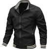Generic Giacca Bomber Uomo Leggera Elegante,Giacca da Sport Tinta Unita Elegante Confortevole vestibilità Normale a Baseball Y2k Hiphop Outdoor Quotidiana Stile Casual