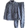 Generic Pigiama da donna in pile, morbido, caldo, due pezzi, invernale, morbido, a quadri, con tasche, top termico oversize e pantaloni larghi, abbigliamento da notte soffice e termico
