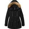 Wantdo Giacca Donna Taglie Forti Invernale Antivento Caldo Parka Nero 56-58