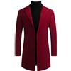 LIUYUYOUGOtrench uomo lunghezza media invernale casual business imbottito in misto lana trench per uomo monopetto colletto a tacca giacca lungo cappotti soprabito outwear bordeaux S