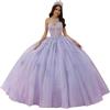 Fuomomo Abiti Stile Quinceanera con Spalline Sottili Abiti Stile Quinceanera con Scollo a Cuore Applicazioni in Pizzo Abiti Scintillanti in Tulle per Adolescent MT041