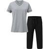 MoFiz Pigiama Donna Estivo Cotone Leggero Comodo Pigiami Due Pezzi da Donna Corti Collo a V Maniche Corte con Pigiama Pinocchietto con Tasche