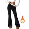 Onsoyours Leggins Termici Donna Foderati in Pile Pantaloni Termici Zampa Flared Invernali Leggings Felpati Caldo a Vita Alta A Nero M