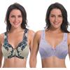 Curve Muse Reggiseno con Ferretto Sfoderato Minimizer da Donna con Ricamo in Pizzo-Confezione da 2-Lavanda, Nudo-3D