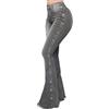 ORANDESIGNE Pantaloni a Vita Alta con Fondo a Campana Svasati Casual da Donna Jeans Skinny in Denim con Fondo Largo Y2K Streetwear D Grigio XS