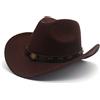 Faringoto Cappello da cowboy per uomo e donna, feltro classico, tesa larga, cappello western, marrone, Taglia unica