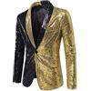 Gefomuofe Blazer da uomo con paillettes moderno giacca da uomo vestibilità regolare giacca da uomo smoking per feste ballo di fine anno matrimonio smoking per feste abito da ballo ospite giacca, Oro