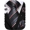 Hi-Tie Cravatte di seta da uomo formale tessuta cravatta tasca quadrata gemelli da bavero set per matrimonio aziendale
