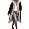 PAIDAXING Cappotti invernali da donna UK morbido pile foderato con longline con cappuccio antivento piumino alla moda double face plus size caldo cappotto da donna imbottito freddo piumino capispalla, A01-nero