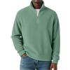 generic Pullover in pile da uomo con zip a tre quarti, collo a lupetto, leggero, a maniche lunghe, polo, maglione da lavoro, pullover casual, Verde, 6XL