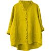 Uwdiohq Camicia Donna Estiva Manica Corta Cotone Abbottonata da Donna, Casual, in E Lino, con Maniche A 3/4, Aderente, Volant, Scollo V, Top Spiaggia Estivi Blusa Elegante Curvy Camice Bianco