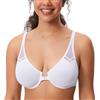 DELIMIRA Donna Reggiseno Aperto Davanti Racerback Bianco 6D
