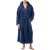 DAVID ARCHY Accappatoio da uomo con cappuccio in morbido pile di corallo in microfibra, B3, blu navy, Large