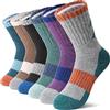 MOSEY KOSY 6 Paia Calzini Bambini Lana Merino per Camminare Ragazzi Ragazze Neonati Inverno Termici Spessi Caldi Imbottiti Calzini Crew da Escursionismo(Freccia Multicolore,22-26)