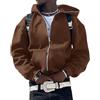 ORANDESIGNE Felpa con Cappuccio con Stampa Stelle con Zip da Uomo Manica Lunga Hip Hop Pullover per Coppie Giacche Casual Felpa Gotico Harajuku Streetwear G Marrone L