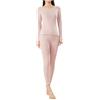 Fulidngzg Completo Termico Donna Invernale in Lana e Seta 2 Pezzi con Maglia Termica e Pantaloni Intimo Termico Sci Elegante Tuta Neve Sottogiacca Comode Abbigliamento Donna Curvy per Case Trekking,Rosa,