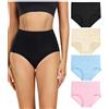 wirarpa Mutande Donna Culotte Vita Alta Slip Cotone Mutantina Elastiche Pantaloncini Post Parto Pacco da 4 Grigio Taglia 38 40