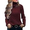 Peuignao Maglione Dolcevita Donna Maglioni Donna Pullover Maglione Collo Alto Donna Manica Lunga Invernali Larghi Jumper Donna Women Sweater Maglione Largo Trecce Caldo Pesante Spesso Tricot da Donna Rosso S