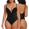 SHAPERIN Body Modellante Donna Pancia Piatta Perizoma Body Contenitivo con Reggiseno Imbottito Body Shaper Senza Schienale, Nero, XXL