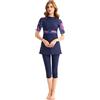BlueSnow Rash Guard Beachwear Costumi da Bagno modesti per Le Donne Costume da Bagno a Maniche Corte Burkini Modesty Costume (M, Y11)