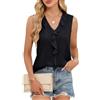 ROFUSSO Canottiere da Donna Camicette Senza Maniche con Collo a V Canotta Estiva Elegante Camicia da Business di Tendenza(Nero,S)