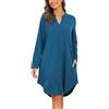 Vlazom Camicia da Notte Cotone con Bottoni a Maniche Lunghe Davanti Curvy Scollo a V