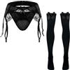 FEOYA Set intimo da uomo Sissy perizoma sexy pizzo trasparente underpants abbigliamento da notte con calze lunghe, Nero , Taglia Unica