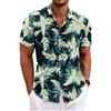 COOFANDY Camicia hawaiana da uomo, a maniche corte, con fiori, per il tempo libero, da spiaggia, con bottoni, Hawaii, Fiori blu e bianchi, L