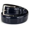 Emila Cintura uomo elegante di vernice blu lucida in vera pelle cinta cerimonia da ragazzo artigianale x abito per pantaloni 3,5 cm 35 classica matrimonio vestiti smoking belt 105 Vera Pelle Blu
