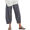 ZANZEA Pantaloni casual da donna in cotone e lino, taglio ampio, dritti, elasticizzati in vita, pantaloni chino con tasca