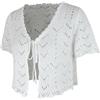 LIUYUYOUGO Cardigan Donna Cardigan all'Uncinetto per Donna con Lacci Anteriori Boleri Corti Giacchetta Sexy Maniche Corte Traforate Magliette Estive Leggere in Maglia Top Bianco L