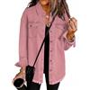 seiveini Giacca di Jeans Donna Maniche Lunghe Camicia Denim A Rosa Chiaro M