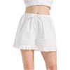 BEAUTELICATE Pantaloncini da donna in cotone con bordo in pizzo, pantaloni corti estivi in vita elasticizzata, eleganti pantaloncini da lounge culotte vittoriani, con coulisse, colore: bianco e nero
