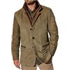 ORANDESIGNE Uomo Vintage Suede Giacca Blazer Doppio Strato Risvolto Collare in Pelle di Pelliccia Cappotto di Media Lunghezza Autunno Inverno Giacca Outdoor A Cachi L