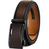 KEMISANT Cintura Uomo, Cintura Pelle Uomo Cricchetto Automatica Fibbia 35mm,Trim Regolabile per Adattars(Marrone scuro,115cm/32-38 vita regolabile)
