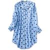 CHUNG Camicia da notte da donna a maniche lunghe, con bottoni, a quadri, camicia da notte scozzese, pigiama in flanella di cotone, Cuore blu., XXL