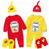 AOUYOA Abbigliamento per Neonati Twins Body Ragazzo Abbigliamento Yummz Ketchup Senape Baby Shower Set, Cappello L RY g, 1 Mese