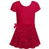 Fulidngzg Tutu Ballerina Bambina Ragazza in Cotone 95% 2 Pezzi Top Maniche Corte e Gonna Body Danza Classica Leggero Vestito Ginnastica Artistica Elegante Traspirante per Pattinaggio Artistico Ballo,Rosso,130