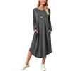 Osheoiso Donna Abito Pullover Felpe Donna Manica Lunga Taglie Forti per Primavera Felpa Casual Sportiva Sweatshirt Moda Maglioni Swing Vestiti Streetwear A Grigio Scuro S