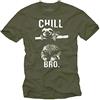 MAKAYA Maglietta Chill Bro - T-Shirt Swag Uomo Bradipo Verde L