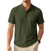 Enlision Camicia Lino Uomo Manica Corta Camicie Estive Uomo Collo Coreana Elegante Casual Spiaggia Ampia Maglietta Lino con Bottoni Henley Shirt
