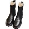 cfpqv Stivali in pelle da donna, foderati, invernali, caldi, in peluche, stile vintage, da cowboy, da equitazione, autunno e inverno, Nero , 36 EU