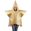 pvucpot Costume di Natale per adulti, a forma di stella, grande, dorato, con fori per viso e braccio, unisex, per uomo e donna