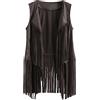 Yurosiay Gilet da Donna in Finta Pelle Scamosciata con Frange, Stile Etnico, Vintage, Senza Maniche, Lungo, da Motociclista, Rosso, S