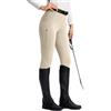 SANTINY Pantaloni da equitazione da donna, con tasche con cerniera, in silicone, con seduta intera, collant per scuola equestre, Beige, XX-Large