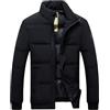 Generic Giacca casual da uomo con colletto alla coreana, in cotone leggero, imbottito, spesso e caldo, Nero , M
